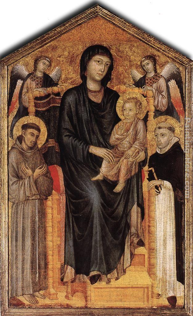 Giovanni Cimabue Madonna Enthroned with the Child, St Francis St. Domenico and two Angels
